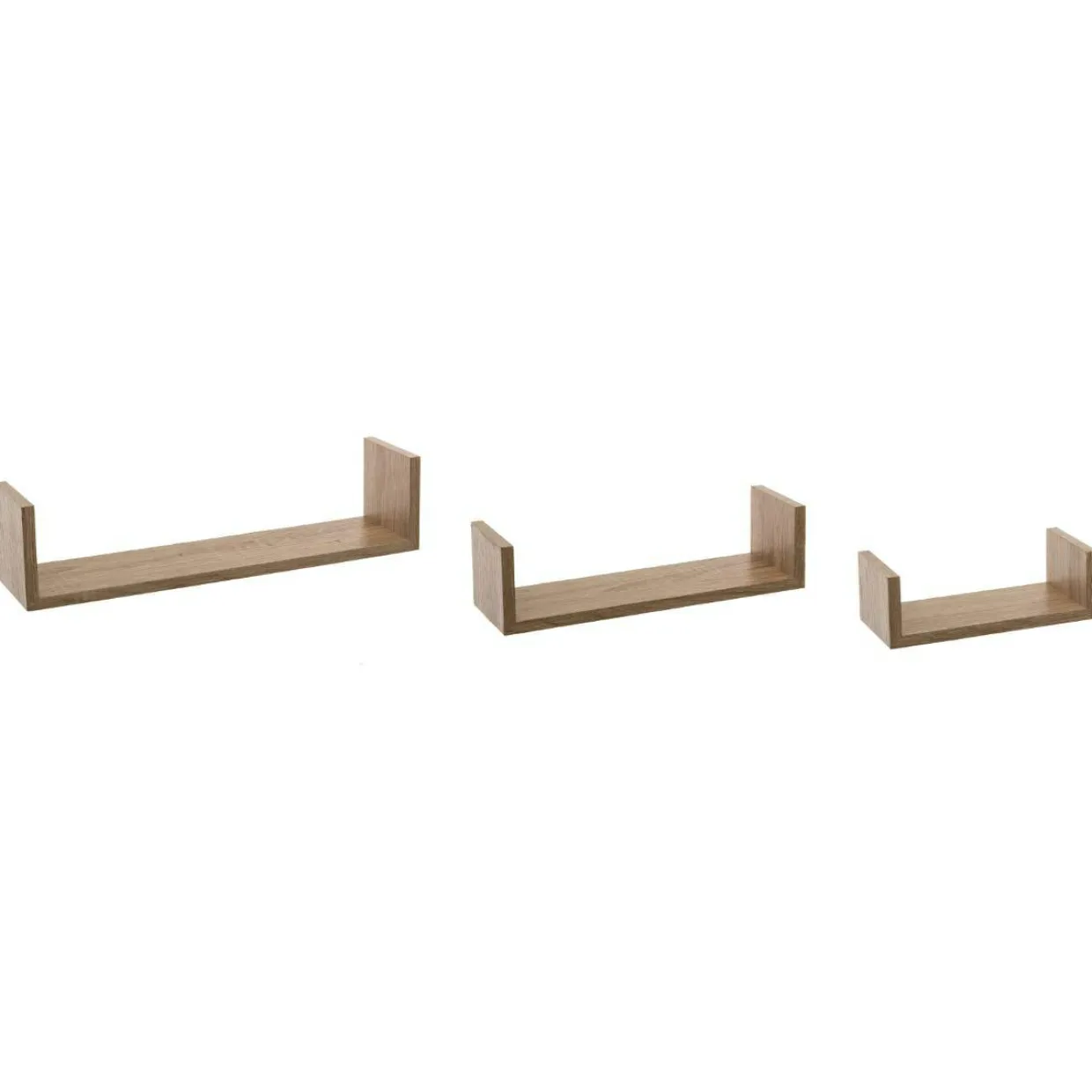 Lot de 3 étagères murales en bois (L22-32-42 cm) Bord Naturel
