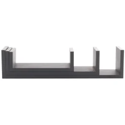 Lot de 3 étagères murales en bois (L22-32-42 cm) Bord Noir
