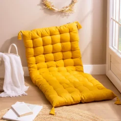Matelas de sol coton (120 x 60 cm) Pixel Jaune moutarde
