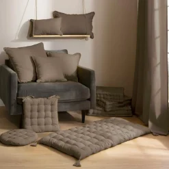 Matelas de sol coton (120 x 60 cm) Pixel Taupe