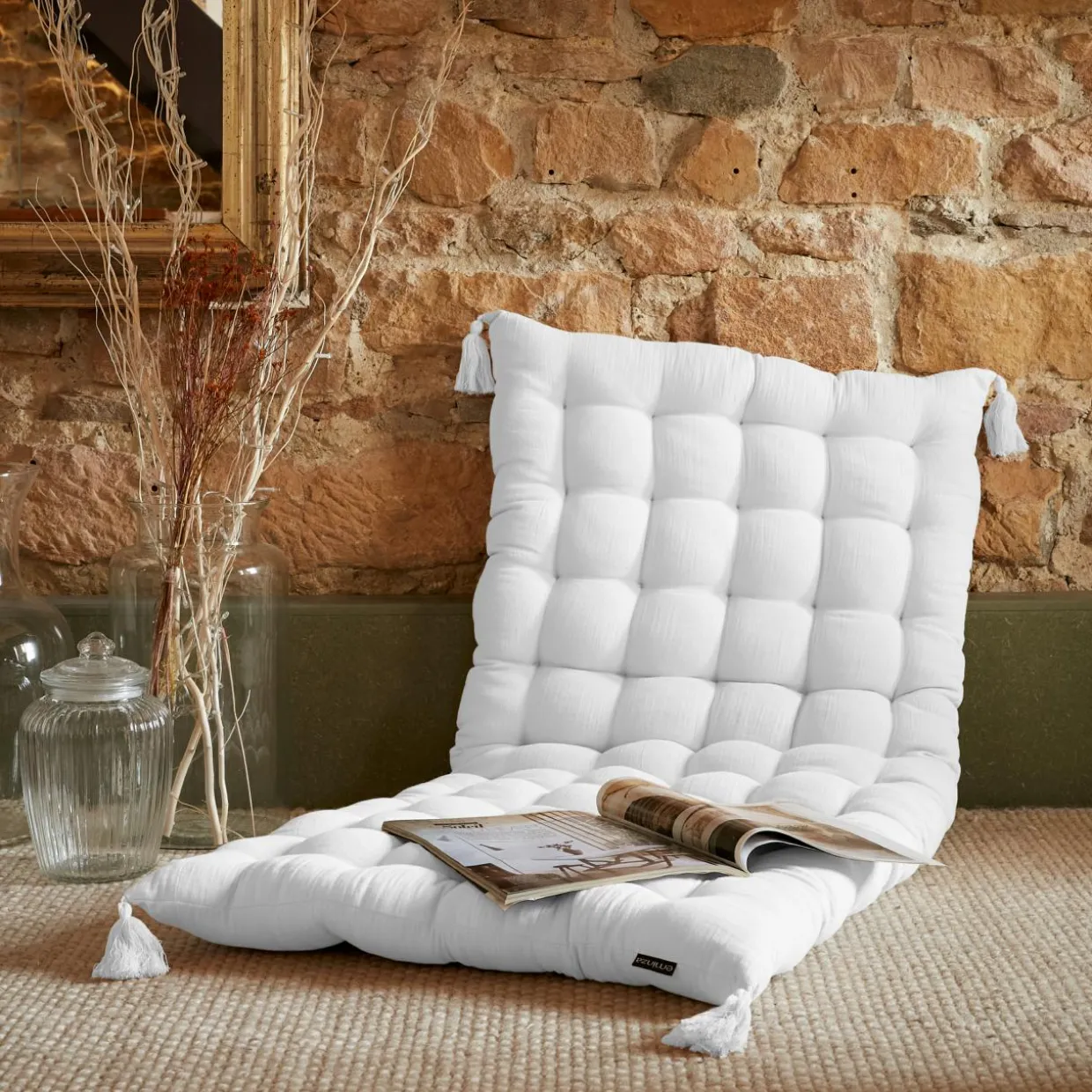 Matelas de sol gaze de coton (60 x 120 cm) Gaïa Blanc chantilly
