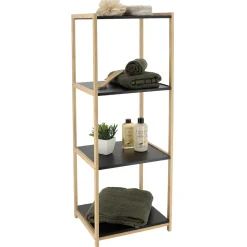 Meuble de rangement bambou 4 étagères (35 x H102 cm) Harmonie Noir