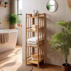 Meuble de rangement en bambou 4 étagères (30 x H115 cm) Hanoï