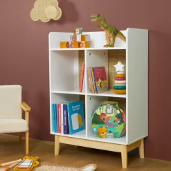 Meuble de rangement enfant bois 4 niches (H86 cm) Stars Blanc
