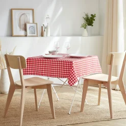 Nappe carrée anti tache (100 x 100 cm) Elise Vichy Rouge