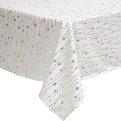 Nappe de Noël rectangulaire (140 x 240 cm) Pluie d'étoiles Blanche