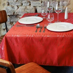 Nappe de Noël rectangulaire (145 x 240 cm) Facette Rouge