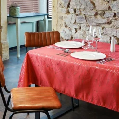 Nappe de Noël rectangulaire (145 x 240 cm) Facette Rouge