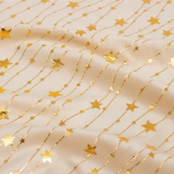 Nappe de Noël rectangulaire (360 x 140 cm) Pluie d'étoiles Ivoire et doré