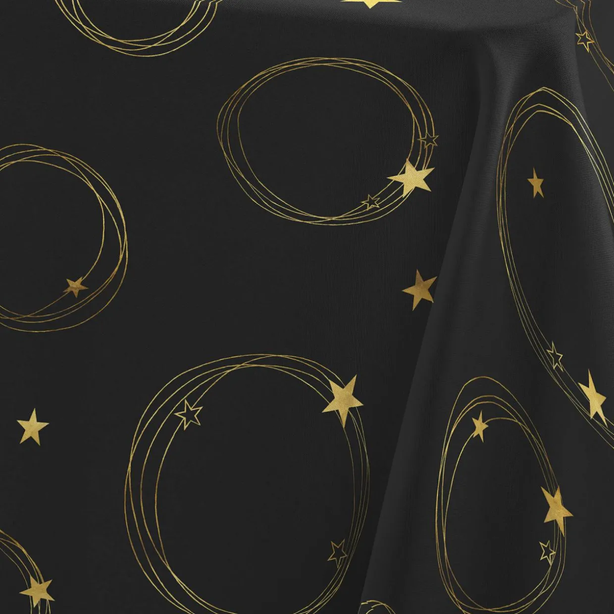 Nappe de Noël rectangulaire (150 x 300 cm) Star Noir et or
