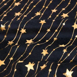 Nappe de Noël rectangulaire (140 x 240 cm) Pluie d'étoiles Noir et dorée