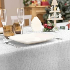 Nappe de Noël rectangulaire (140 x 240 cm) Strass Argent