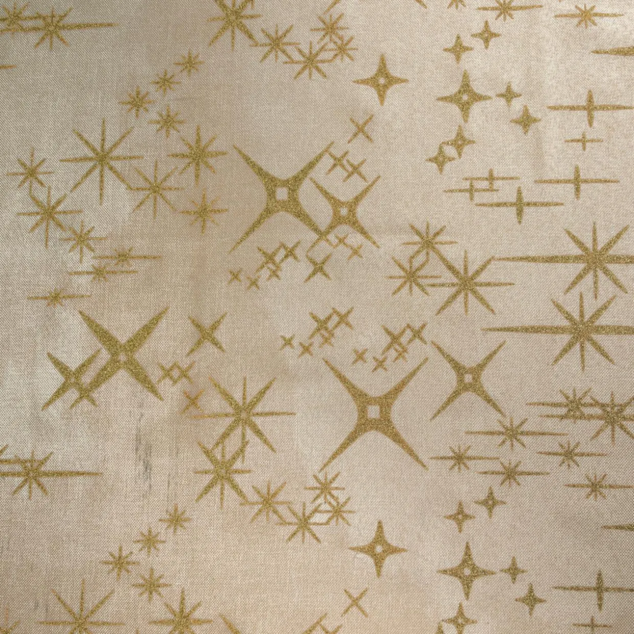 Nappe de Noël rectangulaire (360 x 140 cm) Étoiles Célestes Beige et doré