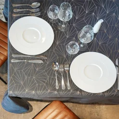 Nappe de Noël rectangulaire (145 x 240 cm) Facette Anthracite