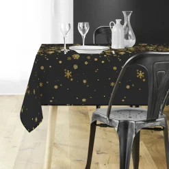 Nappe de Noël rectangulaire (150 x 300 cm) Constellation Noir et doré