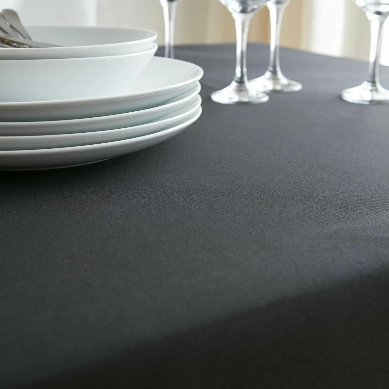 Nappe rectangulaire anti tache (140 x 350 cm) Elise Noire