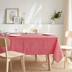 Nappe rectangulaire anti tache (140 x 350 cm) Elise Vichy Rouge