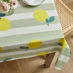 Nappe rectangulaire coton enduit (150 x 350 cm) Antibes Verte