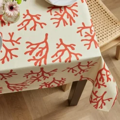 Nappe rectangulaire coton enduit (150 x 350 cm) Moorea Corail