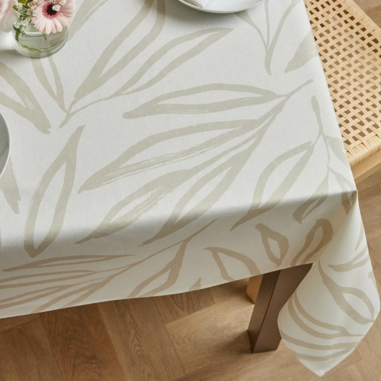 Nappe rectangulaire coton enduit (150 x 350 cm) Galice Beige