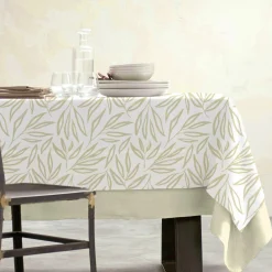 Nappe rectangulaire coton enduit (150 x 350 cm) Galice Beige