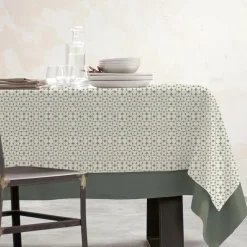 Nappe rectangulaire coton enduit (150 x 250 cm) Sofia Verte
