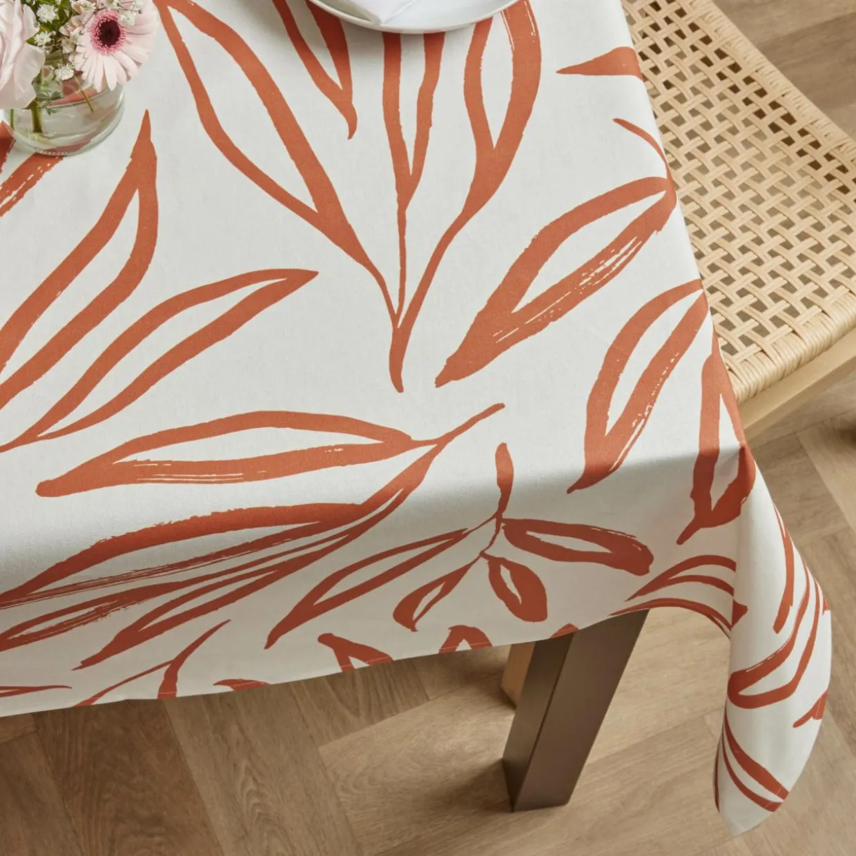Nappe rectangulaire coton enduit (150 x 350 cm) Galice Terracotta