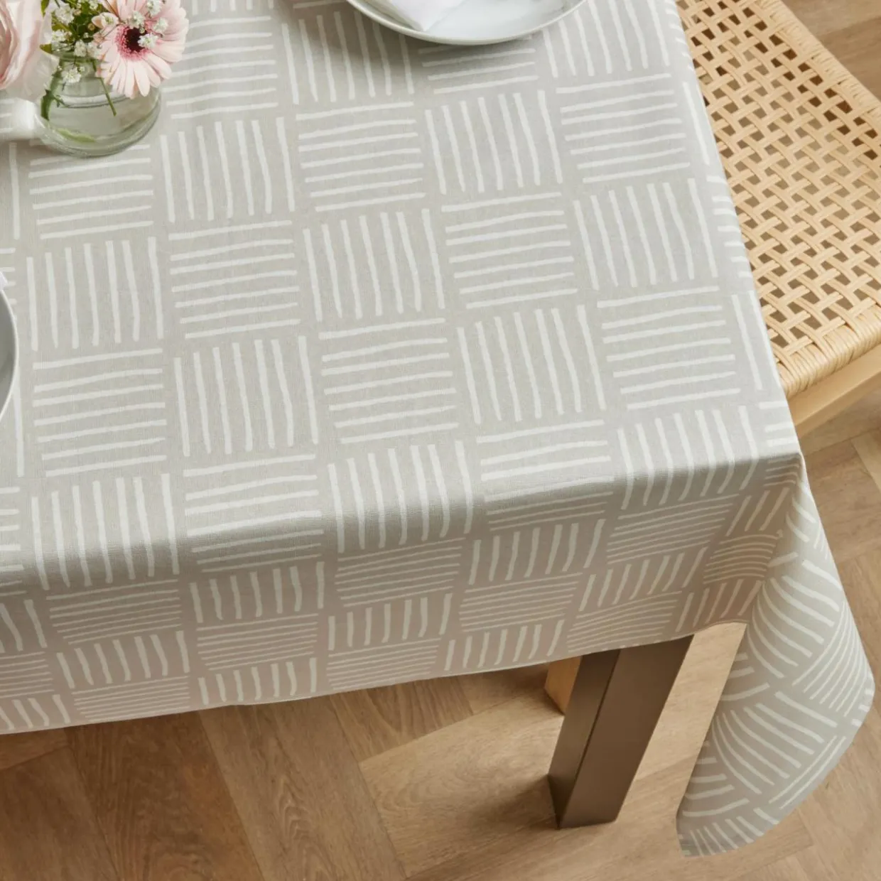 Nappe rectangulaire coton enduit (150 x 350 cm) Paolo Beige