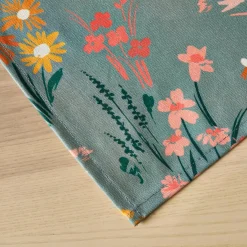 Nappe rectangulaire coton enduit (150 x 350 cm) Juliette Vert eucalyptus