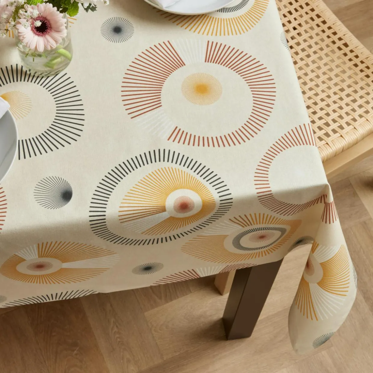 Nappe rectangulaire coton enduit (150 x 350 cm) Manhattan Beige