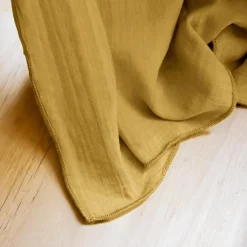 Nappe rectangulaire gaze de coton (150 x 350 cm) Gaïa Jaune safran