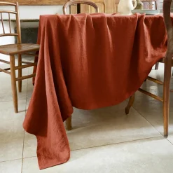 Nappe rectangulaire lin lavé (170 x 350 cm) Louise Terracotta