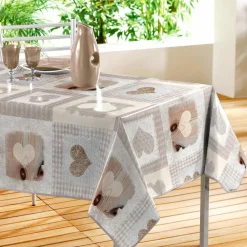 Nappe rectangulaire toile cirée (140 x 240 cm) Cosy Coeur
