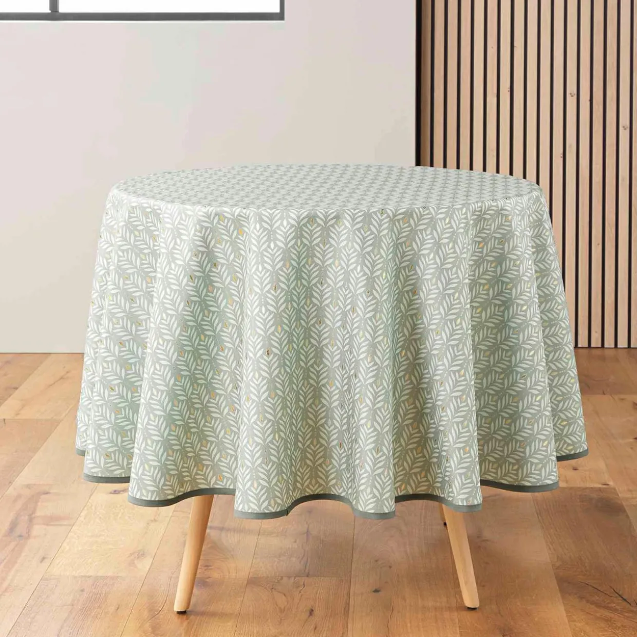 Nappe ronde anti tache (180 cm) Piana Vert sauge