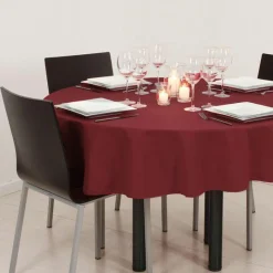 Nappe ronde anti tache (D180 cm) Lina Rouge bordeaux