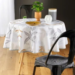 Nappe ronde anti-taches (D180 cm) Miraline Grise