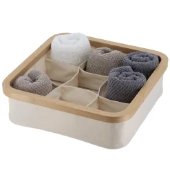 Organisateur carré pliable 9 compartiments (L30 x H10 cm) Purebamboo Ecru