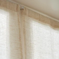 Paire de voilages passe-tringle effet lin (60 x 160 cm) Luca Beige