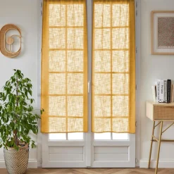 Paire de voilages passe-tringle effet lin (60 x 160 cm) Robin Jaune Ocre