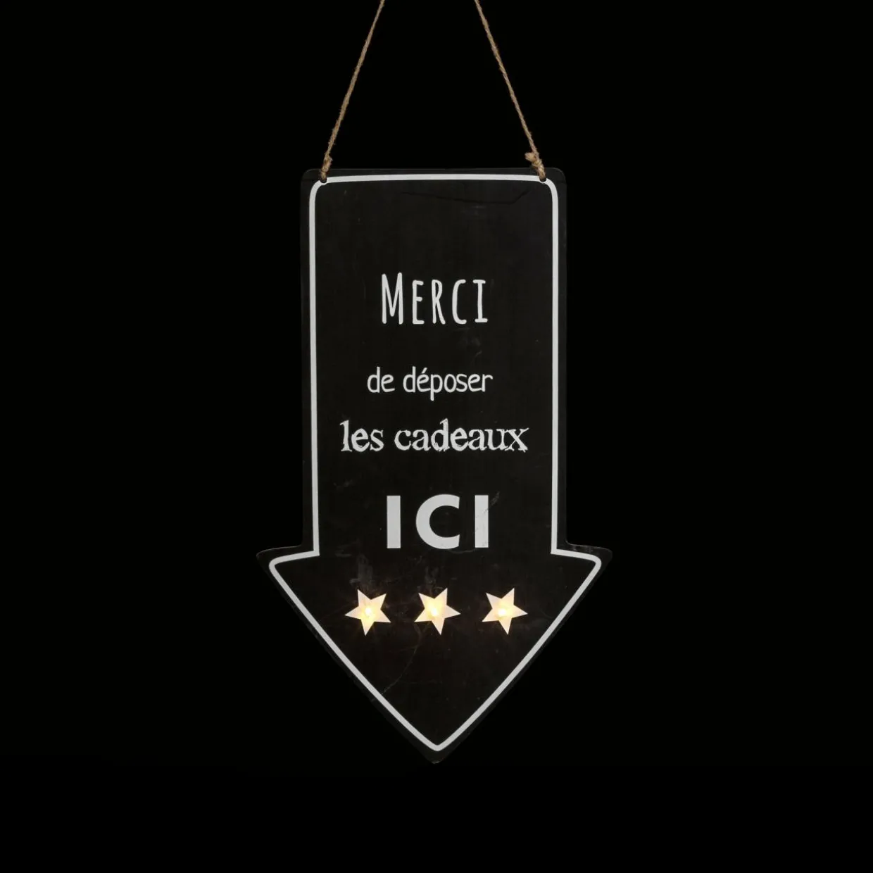 Pancarte lumineuse à piles (H40 cm) Dépôt de cadeaux Blanc chaud