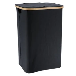 Panier à linge rectangulaire et pliable (H60 cm) Purebamboo Noir