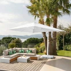 Parasol déporté rectangulaire aluminium (4 x 3 m) Yucatan Blanc