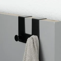 Patère pour porte métal 2 crochets (H10 cm) Noir