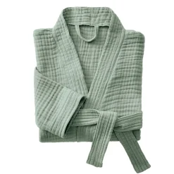 Peignoir de bain gaze de coton L/XL Gaïa Vert eucalyptus