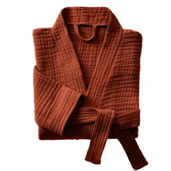 Peignoir de bain gaze de coton L/XL Gaïa Terracotta