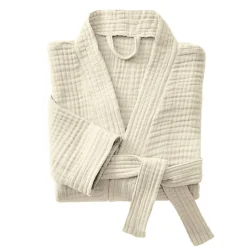 Peignoir de bain gaze de coton S/M Gaïa Beige pampa