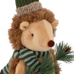 Peluche assise (H61cm) Hérisson de la forêt Beige et vert