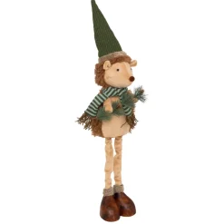Peluche jambes téléscopiques (H95 cm) Hérisson de la forêt Beige et vert