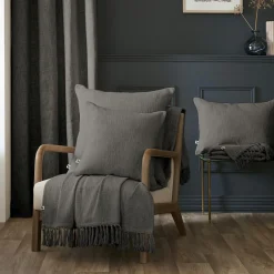 Plaid coton (180 x 220 cm) Sixtine Gris ardoise