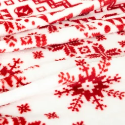 Plaid de Noël (180 x 130 cm) Flocons de neige Rouge et blanc